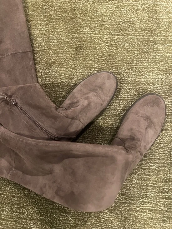 Stuart Weitzman Playtime Over-the-Knee Boots - Brown Suede - Picture 5 of 7